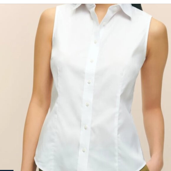 Brooks brothers, Fitted Non-Iron Stretch Supima® Cotton Sleeveless Dress Shirt - Picture 2 of 4